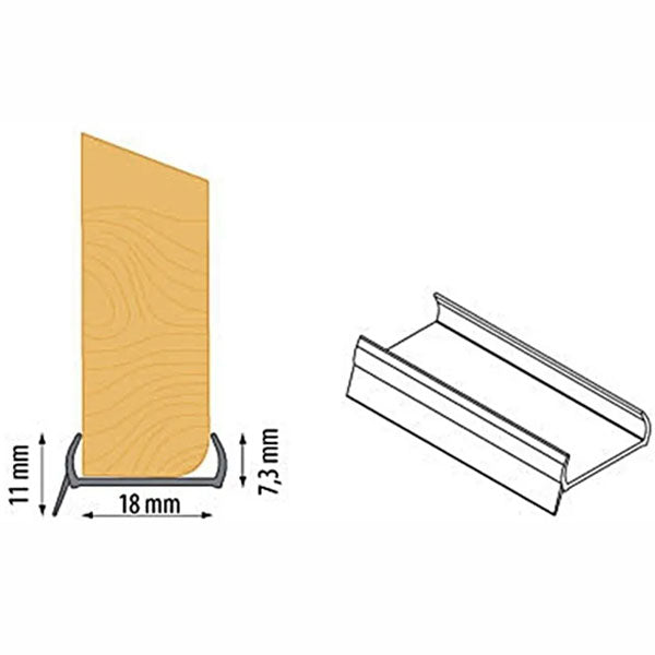 0.5m Transparent PVC Kickboard Seal Strip for 18mm MDF Plinth Panels