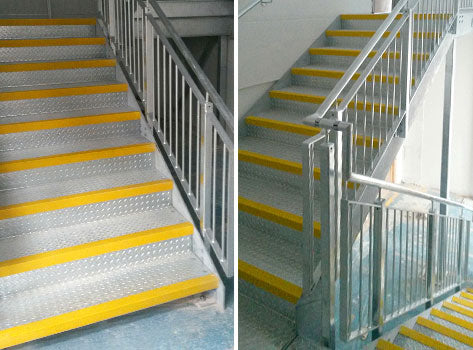 Medium Grit GRP Anti Slip Stair Nosing – 4mm Thick Safety Edge for Wet or High Risk Areas