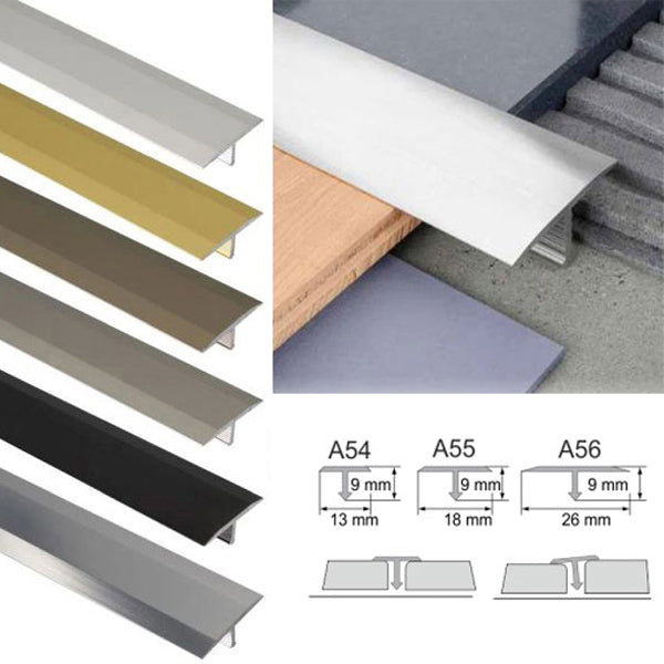 13mm Anodised Aluminium T-Bar Transition Strip – Door Threshold Trim for Tile Flooring Connections