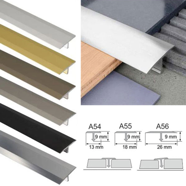 18mm Anodised Aluminium T-Bar Floor Transition Trim – For Same-Level Tile & Hard Surfaces