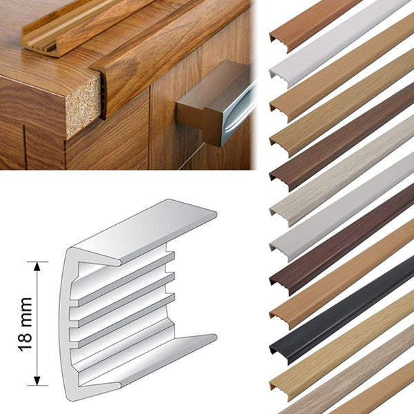 2.6m PVC U Section Trim – 18mm Edge Cover for Melamine and Wood Panels