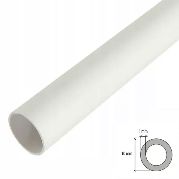 Durable White PVC Round Tube – 1000mm Length in 7mm, 10mm, 12mm Options
