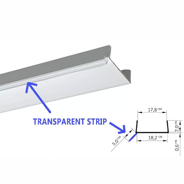 Transparent 1m PVC Kickboard Seal Strip for 18mm MDF Plinth Panel Protection