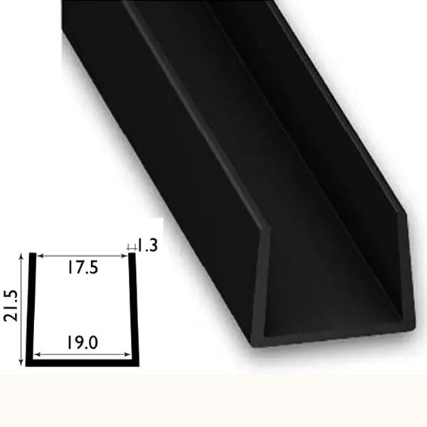 White & Black PVC U Profile Channel Trim – 1m Square Edge Strip Cover