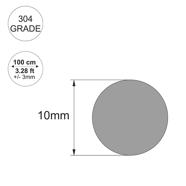 1m Stainless Steel Round Bar – Solid Metal Rod for Structural and General Use