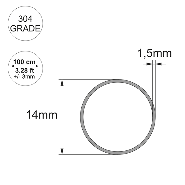 1m Stainless Steel Round Tube – Corrosion-Resistant Pipe for Structural & Decorative Use