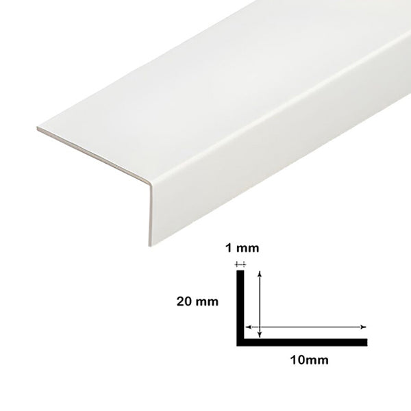 1m White PVC Corner Trim – Unequal 90° Angle for Wall and Edge Protection
