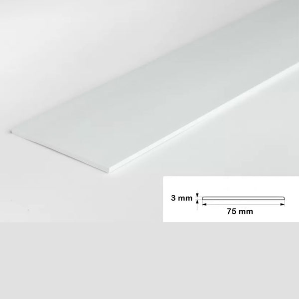 2.5m PVC Flat Edge Trim – Multi Use Plastic Strip for Indoor & Outdoor Finishing