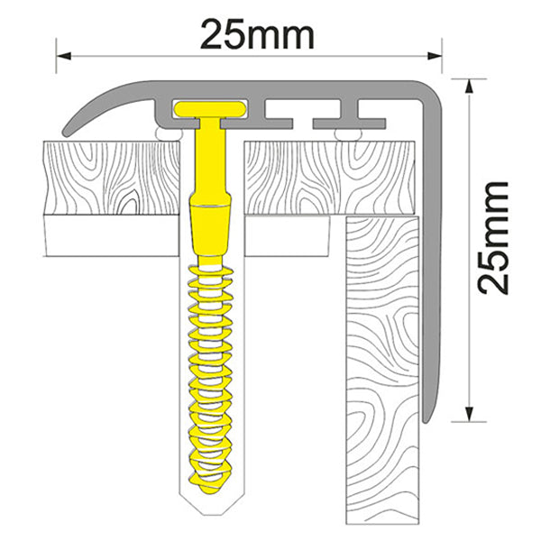 25 x 25mm Wood Effect PVC Stair Nosing – Anti Slip Edge Trim