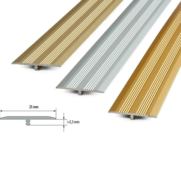 25mm Aluminium T-Profile Threshold Trim for LVT Flooring Connections