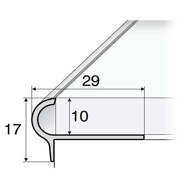 Aluminium Rounded Stair Nosing Trim – 29×17×10mm Edge Profile for Tiled Steps