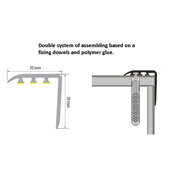 30 x 30mm Wood Effect uPVC Stair Nosing Trim – Decorative Edge Protector