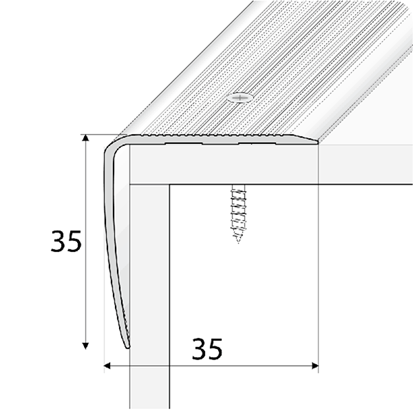 35 x 35mm Anti Slip Aluminium Stair Nosing – Ribbed Edge Trim for Step Protection