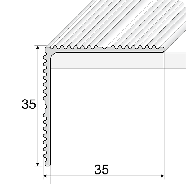 Ribbed Anodised Aluminium Stair Nosing – 35mm x 35mm Self-Adhesive Edge Trim