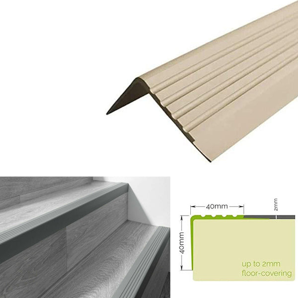 PVC Stair Edge Nosing – 40×40mm Anti-Slip Rubber Angle Trim for Step Protection