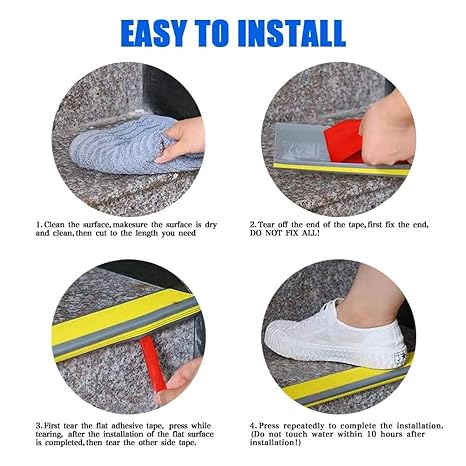 50x25mm Self-Adhesive PVC Bullnose Stair Nosing – Non-Slip Safety Edge Trim in Grey with Red