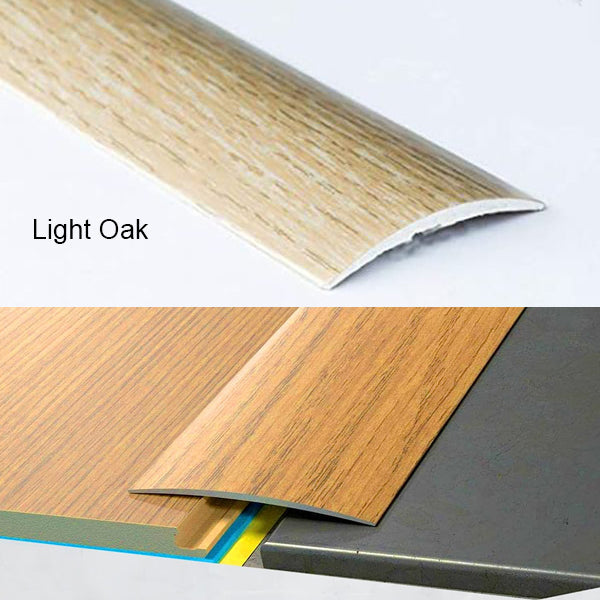 80mm Self Adhesive Aluminium Transition Strip with Wood Effect Finish