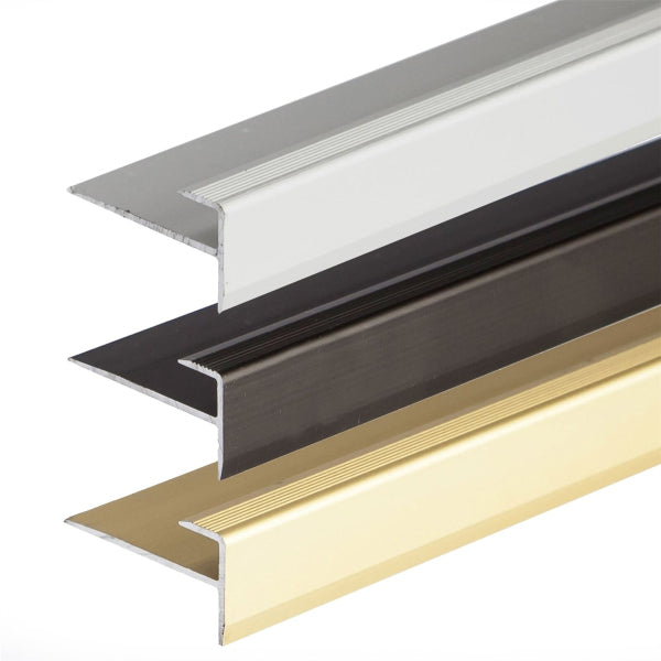 900 x 14 x 8mm Anodised Aluminium Carpet Edge Nosing – Screw Fix Trim for 5mm Floor Transition
