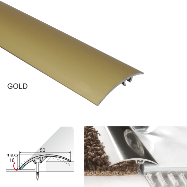 50mm Heavy Duty Anodised Aluminium Door Threshold Trim – Strip for Floor and Carpet Transitions