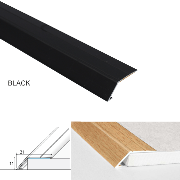 31mm Self-Adhesive Aluminium Ramp Trim – Threshold Strip for Laminate, Wood & Tile Floor