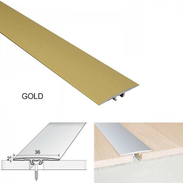 36mm Flat Aluminium Door Threshold Strip – Seamless Transition for Same-Level Flooring