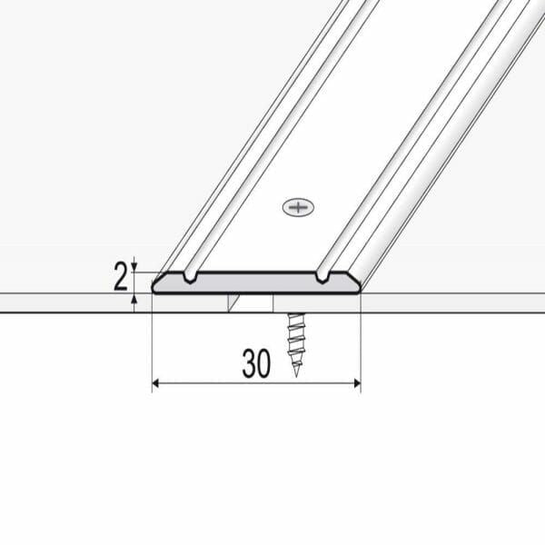 30mm Aluminium Flat Door Threshold Strip – Screw Fix Floor Transition Trim