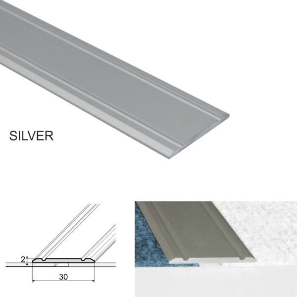 30mm Aluminium Flat Self Adhesive Door Threshold for Same Level Surface Connections