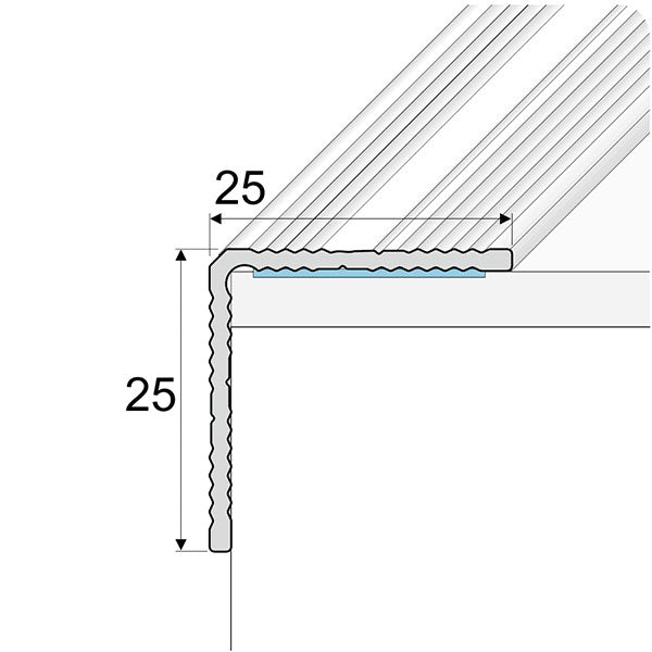 Self-Adhesive Stair Corner Nosing – 900×25×25mm Anodised Aluminium Anti-Slip Trim