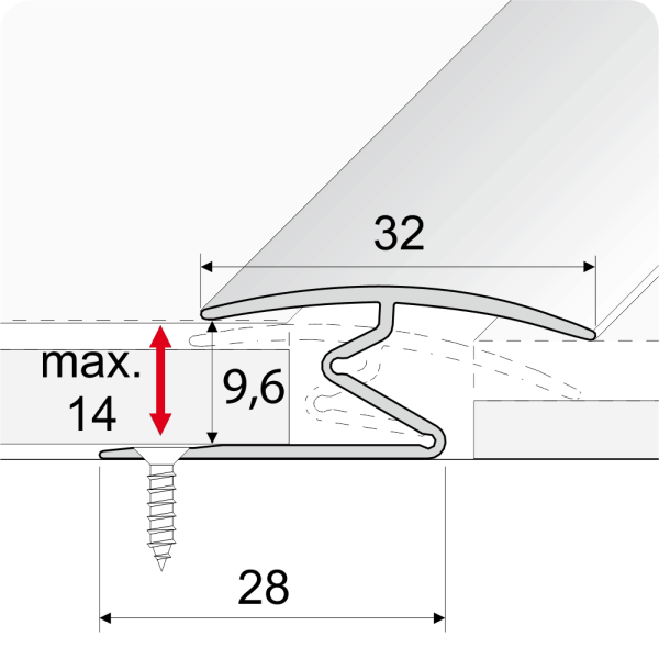 Aluminium Wood Effect Z Ramp Door Threshold – 32mm Profile for Uneven Floors
