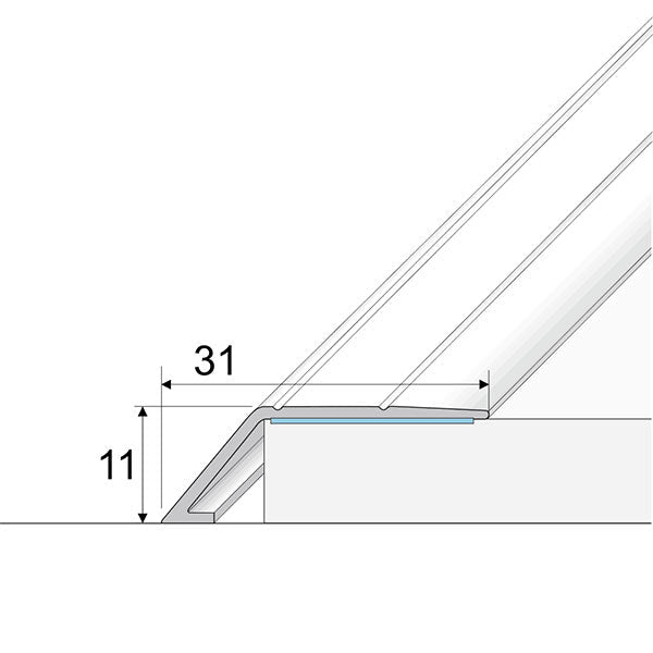 31mm Aluminium Self Adhesive Door Threshold Ramp Trim – Wood Effect Floor Transition Strip