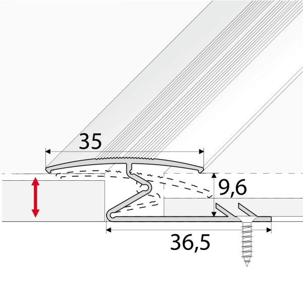 35mm Z Shape Aluminium Carpet to Hard Floor Transition Profile