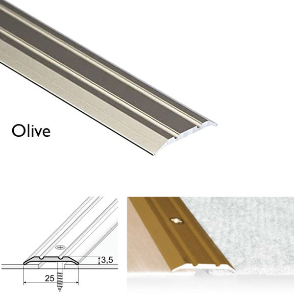 25mm Flat Aluminium Door Threshold Trim for Connecting Floor Surfaces