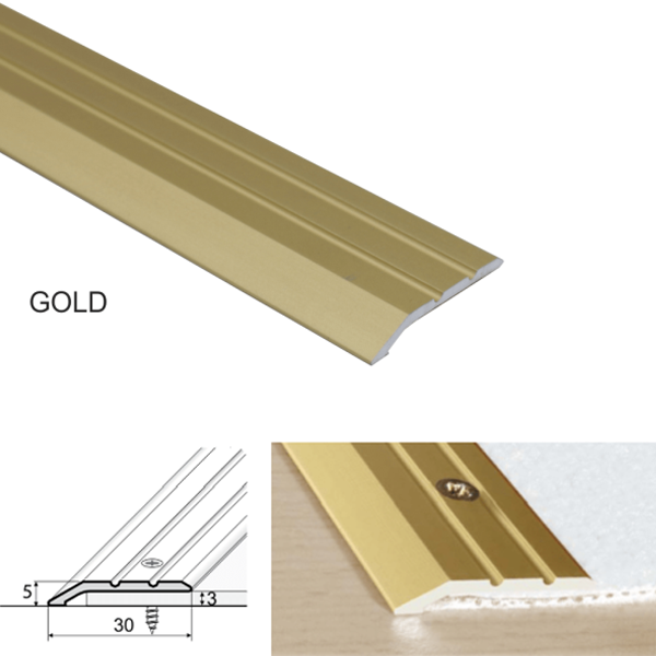30mm Anodised Aluminium Ramp Door Threshold Trim – Screw Fixed Profile for Uneven Flooring