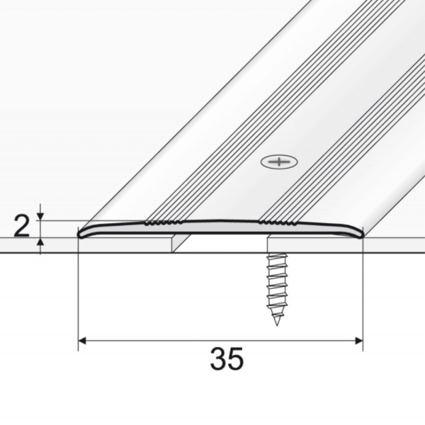 35mm Heavy Duty Flat Aluminium Door Threshold for Carpet and Hard Floors