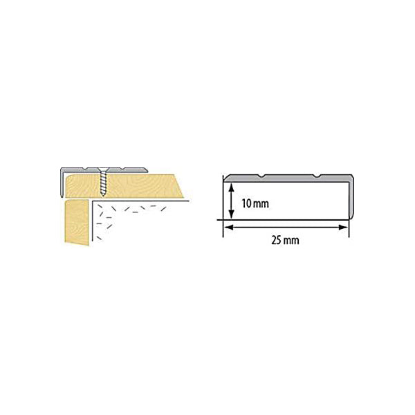Slim Aluminium Stair Edge Trim – 1000×25×10mm Anti-Slip Grooved Nosing