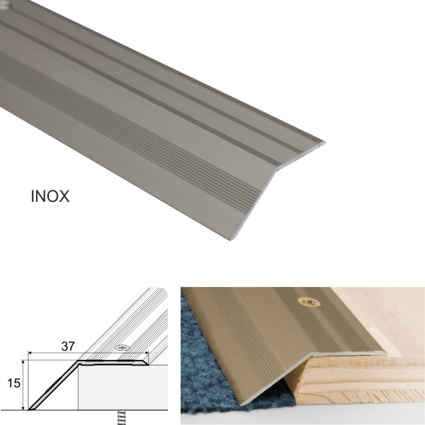 37mm Anodised Aluminium Ramp Door Threshold Trim – Non Slip Floor Transition Strip