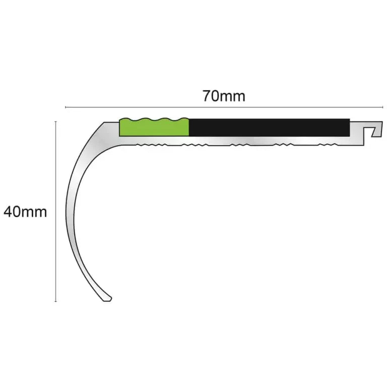 70 x 40mm Tredsafe Stair Edge Profile – Non Slip Aluminium Trim