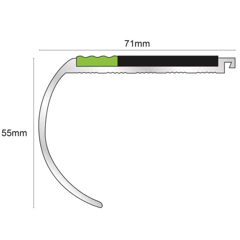 71 x 55mm Tredsafe Stair Edge Trim – Slip Resistant Aluminium Step Profile