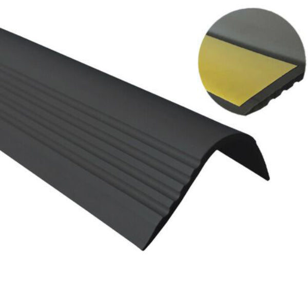 50 x 40mm Self-Adhesive Anti-Slip Stair Nosing – PVC Rubber Bullnose Edge for Step Protection
