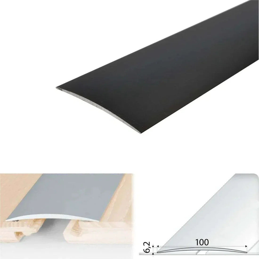 100mm Anodised Aluminium Door Threshold – Self Adhesive Strip for Floor Transitions