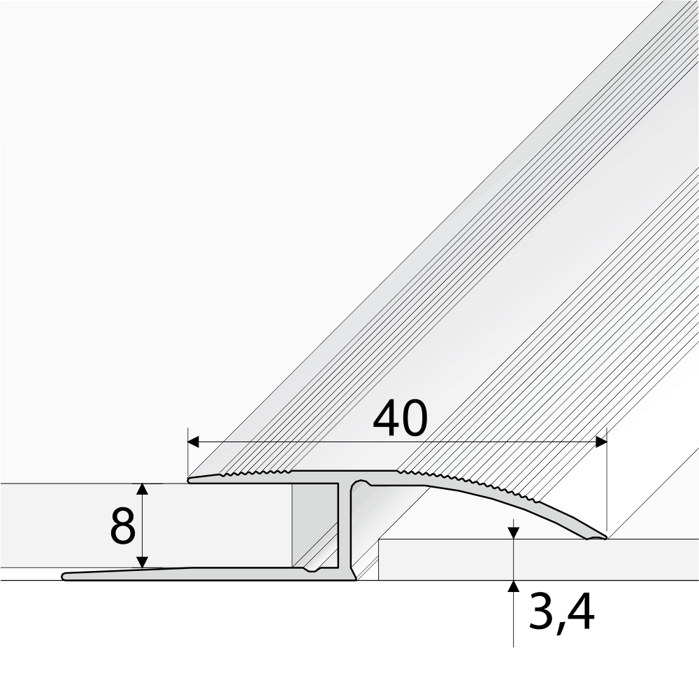 Anodised Aluminium 40mm Ramp Threshold – Smooth Transition Profile for Uneven Floors