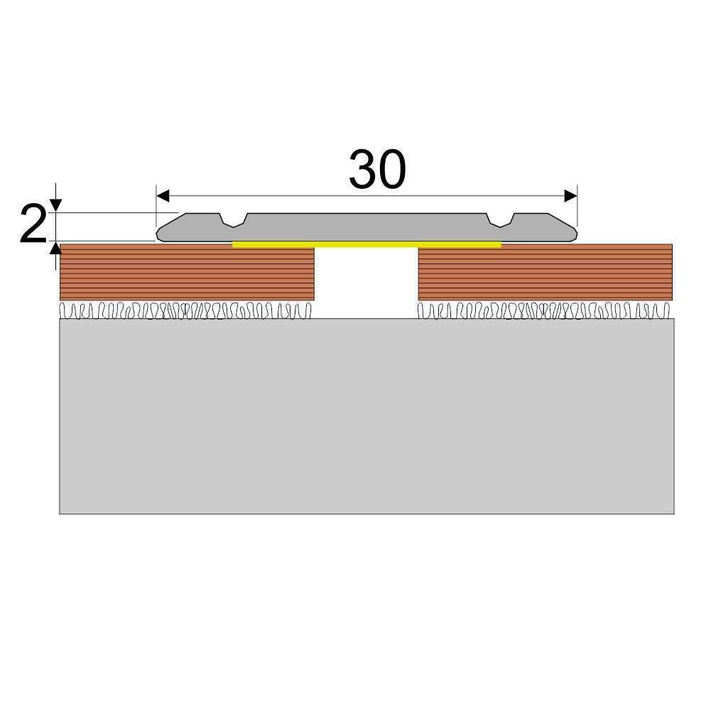 30mm Wood Effect Aluminium Threshold Strip – Flat Self Adhesive Trim for Same Level Flooring