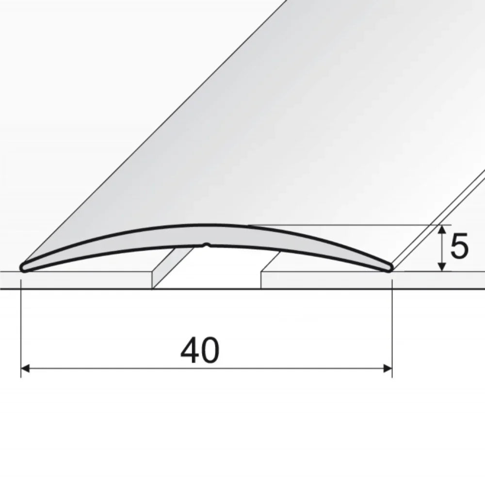 40mm Wood Effect Aluminium Door Threshold Strip – Flat Self Adhesive Trim for Same Level Flooring