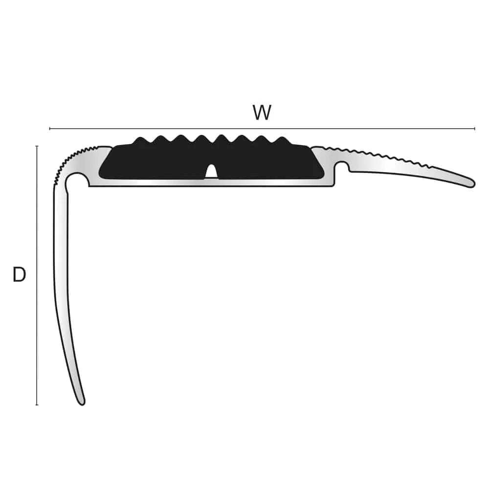 Aluminium Stair Nosing 54x30mm – Non-Slip Edge Trim with Rubber Insert for Safe Step Protection
