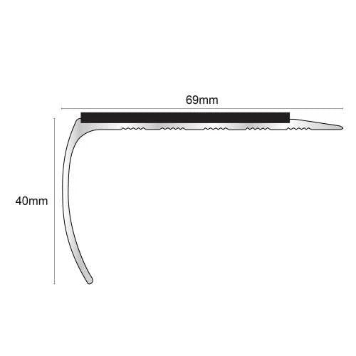 69 x 40mm Durable Aluminium Step Edge Trim – Anti Slip Stair Nosing with PVC Insert