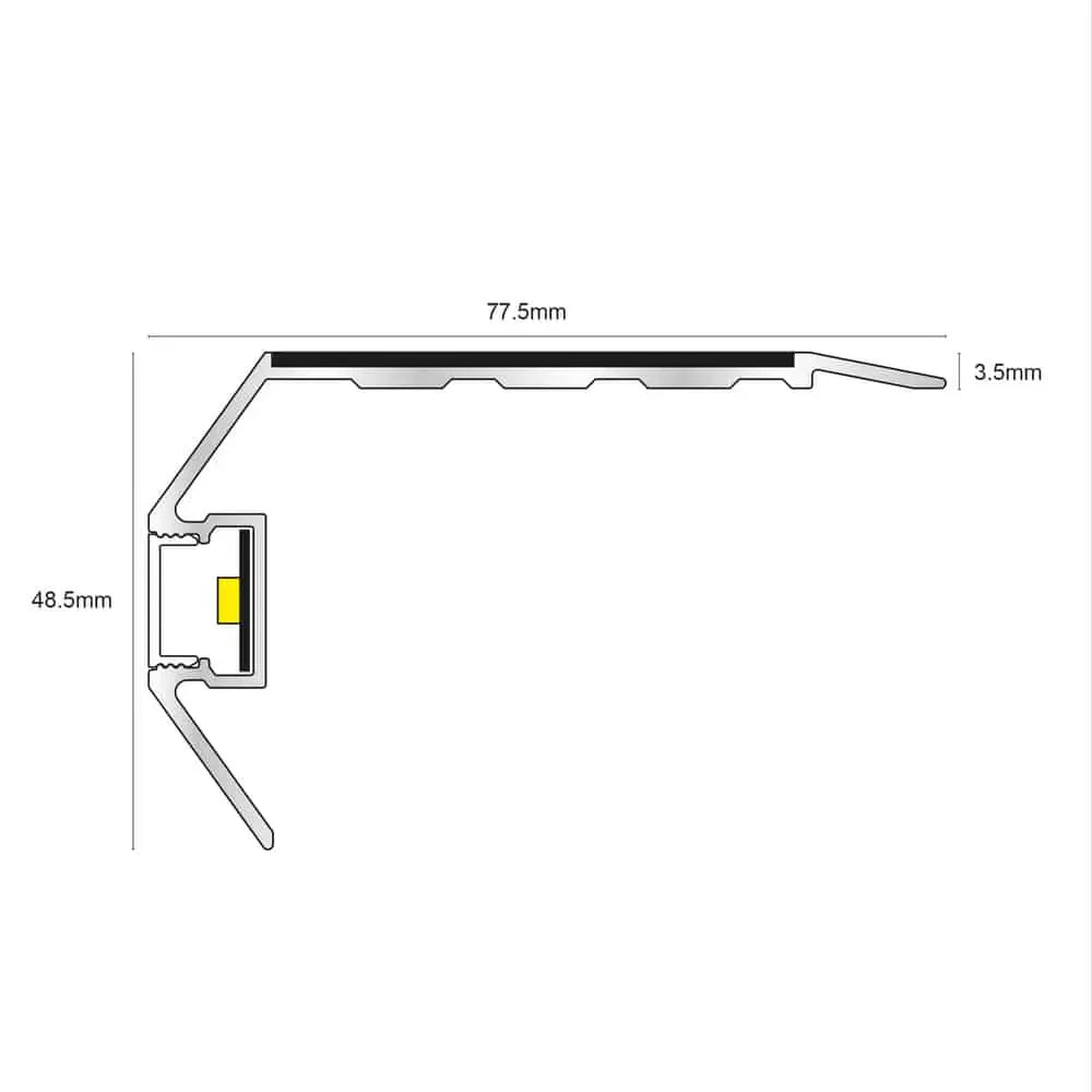 77.5 x 48.5mm Illuminated Stair Edge Profile – Non Slip Finish with Vision Light Out Integration