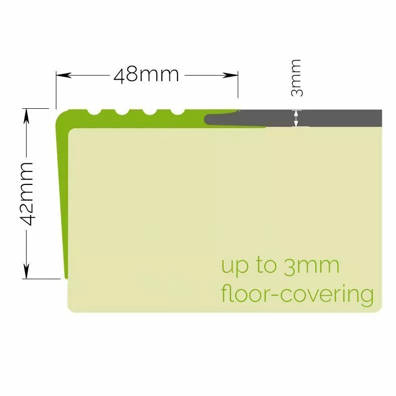 PVC Stair Nosing Trim – 48×42mm Anti-Slip Rubber Angle Step Edge